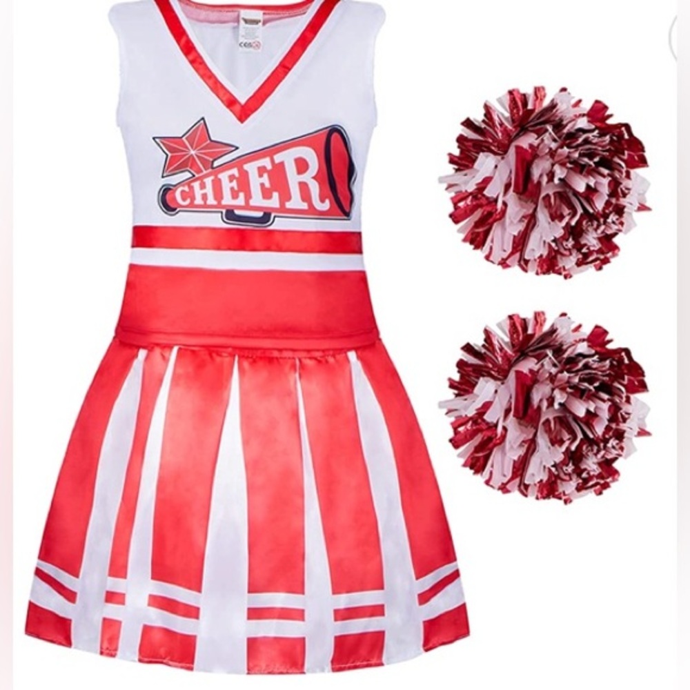 Spooktagular Creations- Red and White Cheerleader Cheer Costume Girls size L